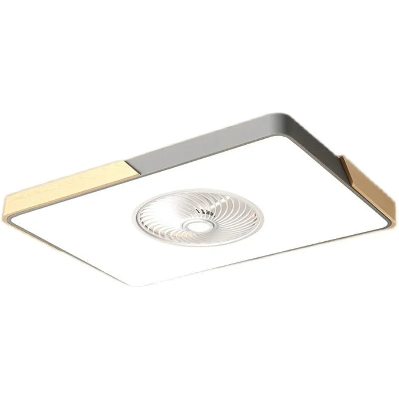 Nordic style ceiling fan with integrated light fixture in a solid wood frame