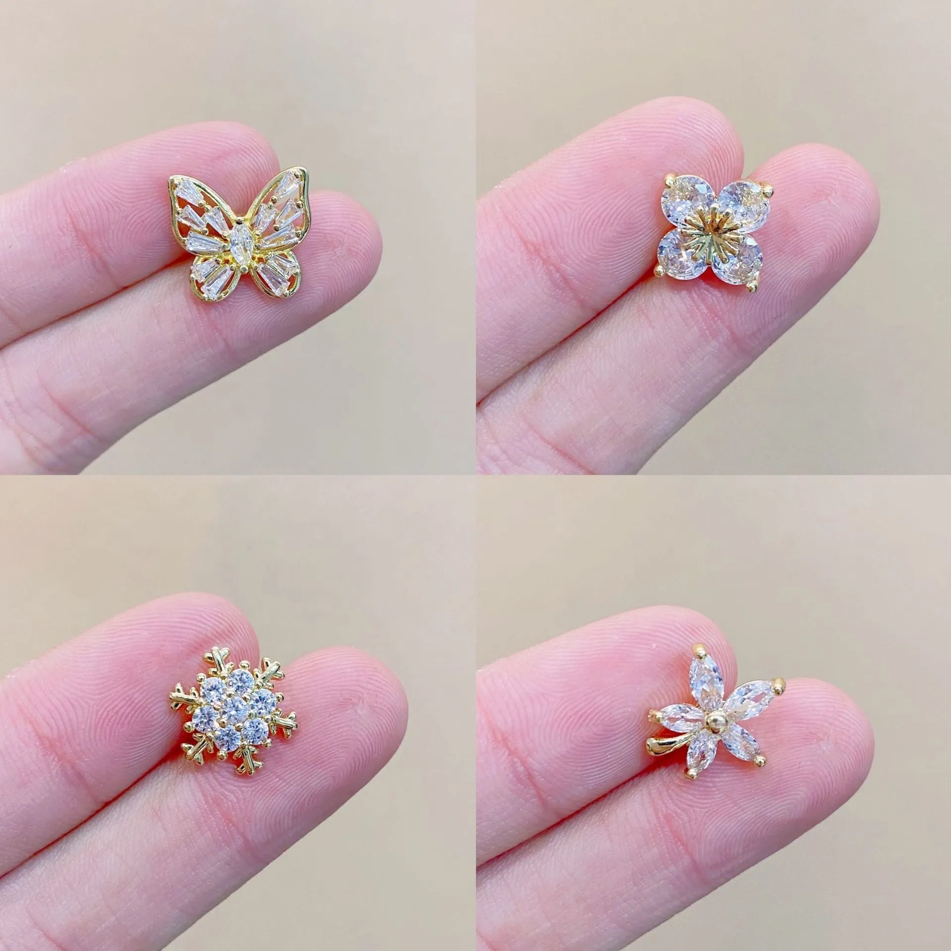 Japanese cute fixed decorative brooch with geometric design in electroplated copper, showing colour options