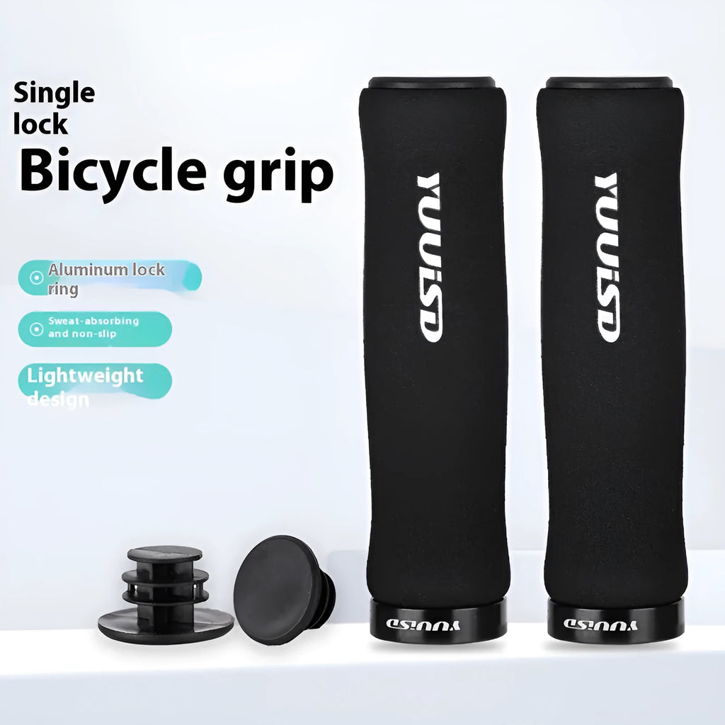 Soft sponge mountain bike handle grip cover pair in black, purple, or biange colours