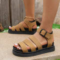 Thick sole outdoor beach sandals with PU upper and rubber sole in black, white, or orange colours
