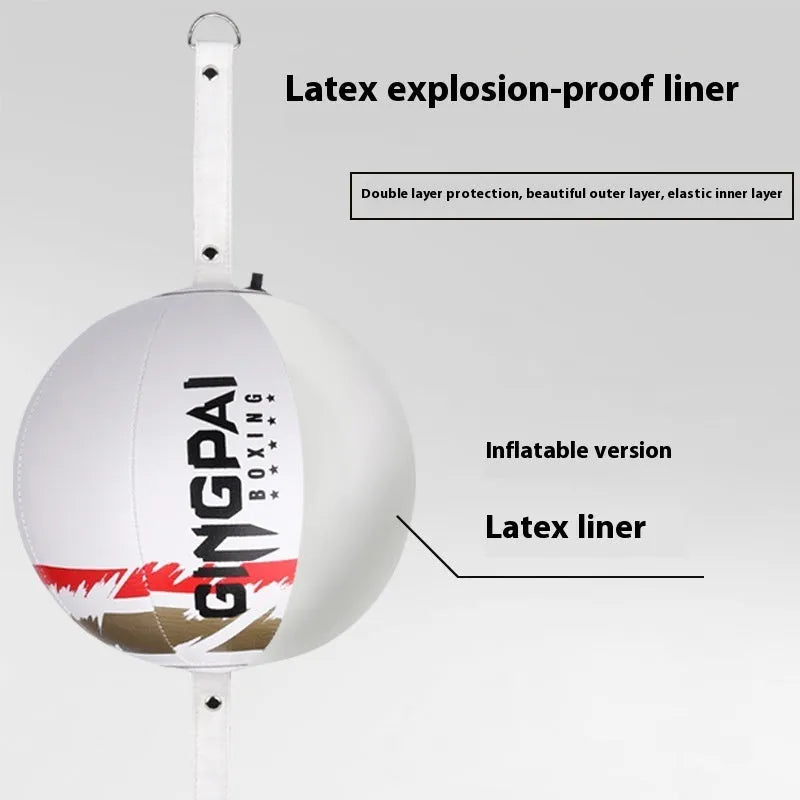 Hanging boxing speed ball in three colour options: black, black and green, or white