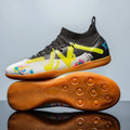 Football boots with removable moulded studs in black and yellow colour option