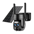 Solar-powered surveillance camera with 8x zoom lens and full colour night vision capability