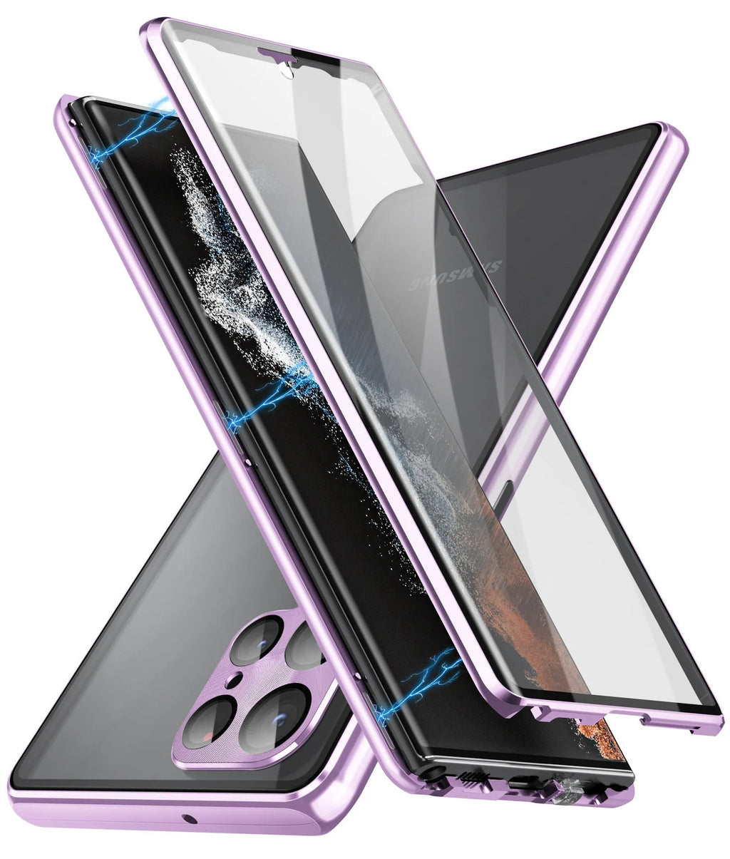Universal magnetic mirror phone case with peep-proof design for Samsung smartphones in multiple colours