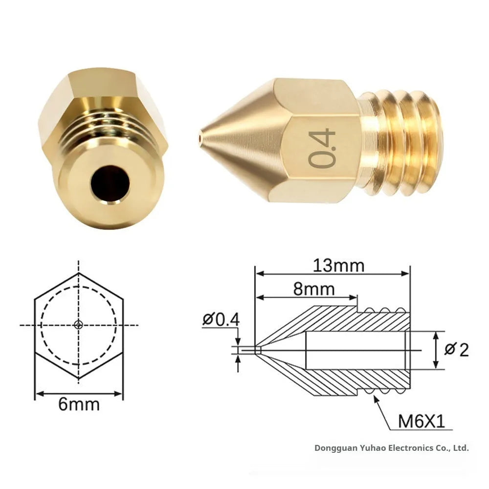 MK8 brass 3D printer nozzle and stainless steel cleaning pin kit for Ender 3