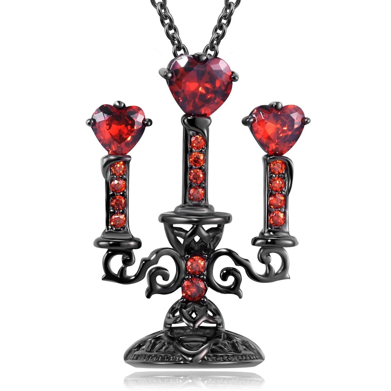 Women's Gothic necklace with detailed hollow candlestick pendant on cross chain