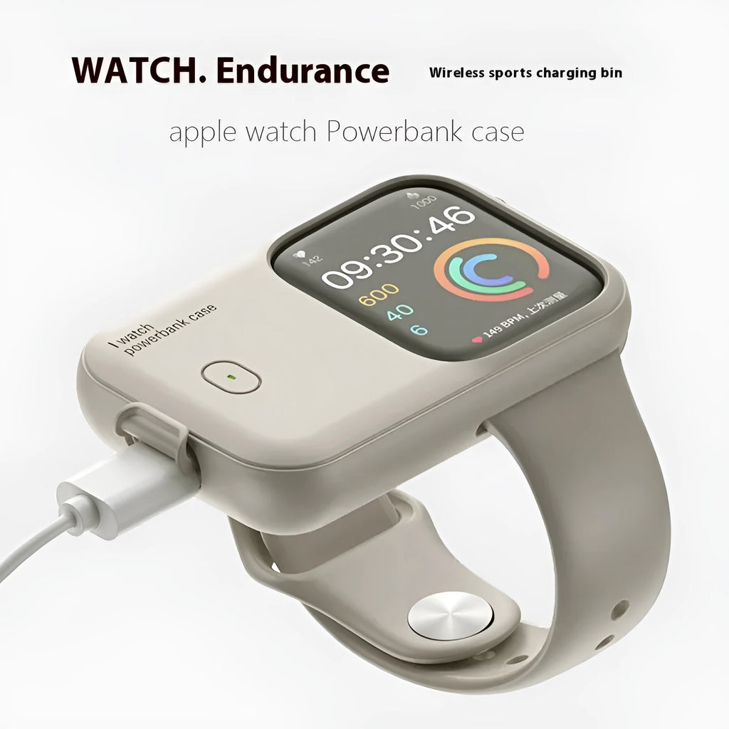 Apple Watch portable charging case power bank with Type-C port and silicone protective case