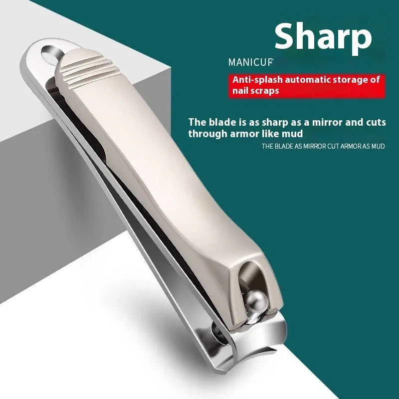 Anti-splash portable fingernail maintenance kit with stainless steel manicure tools in brown colour
