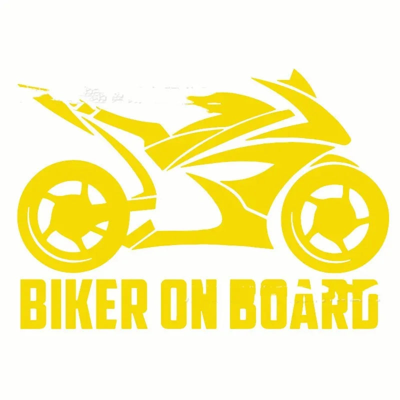 Motorcycle patterned reflective safety sticker in various colours and two sizes on a white background.