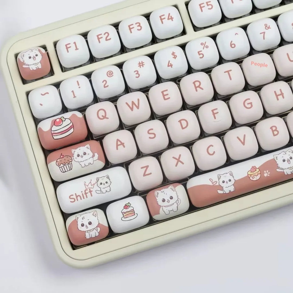 Dessert cat MOG round mechanical keyboard key cap set with sublimation printed cartoon cute artwork