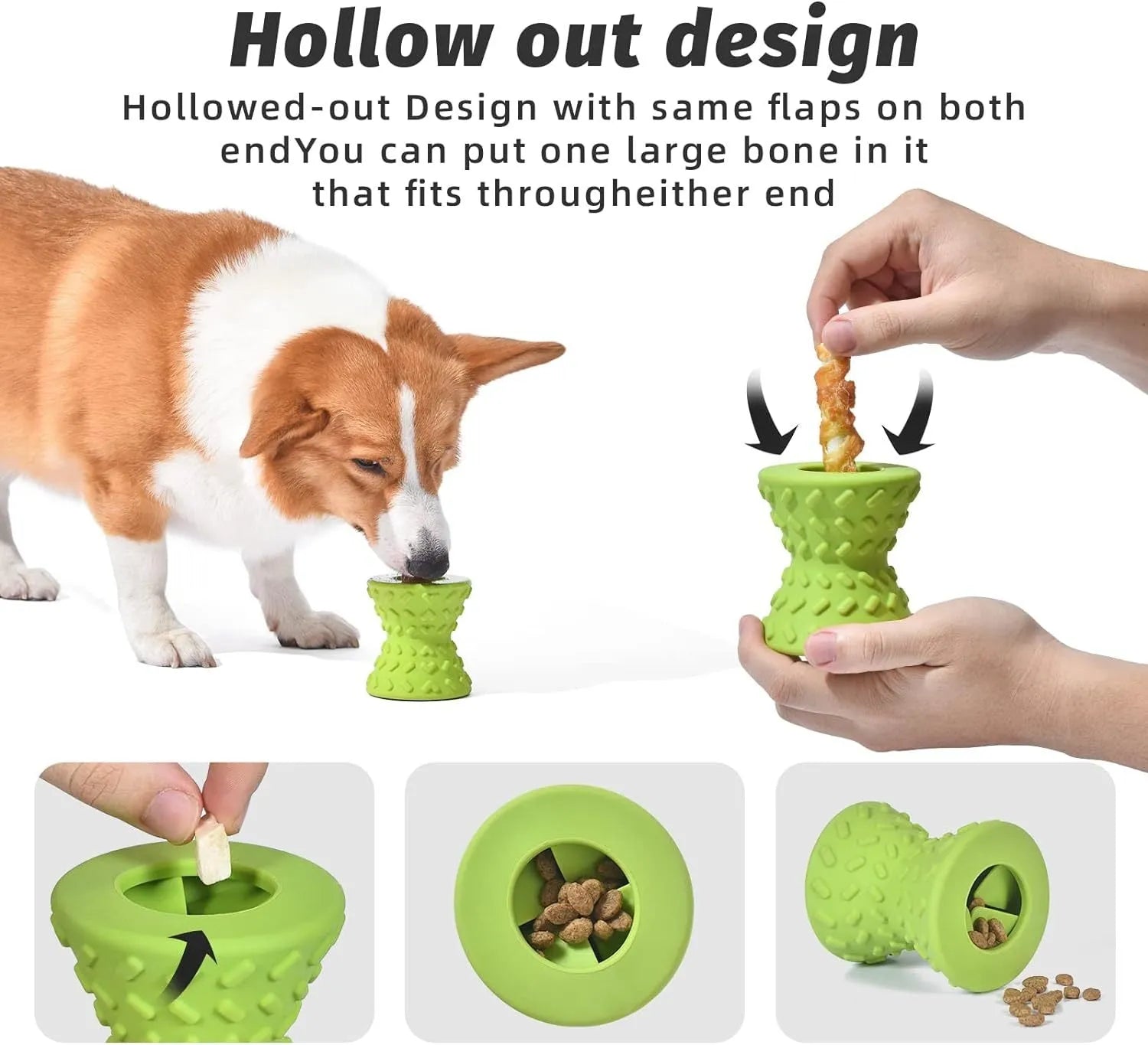 Natural rubber treat dispensing dog toy for aggressive chewers in blue colour