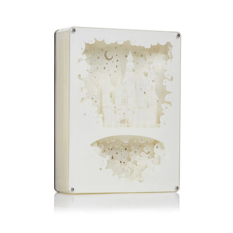 Three-dimensional paper carving bedside night light with ABS frame and USB connection
