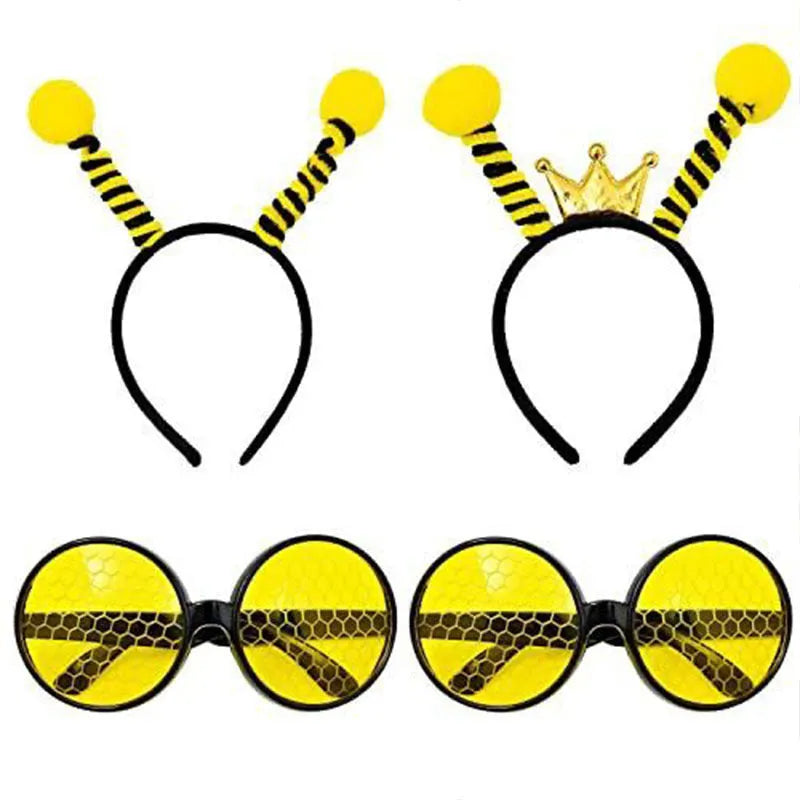Yellow Bees children's cloth costume headband and glasses set for insect dress-up.