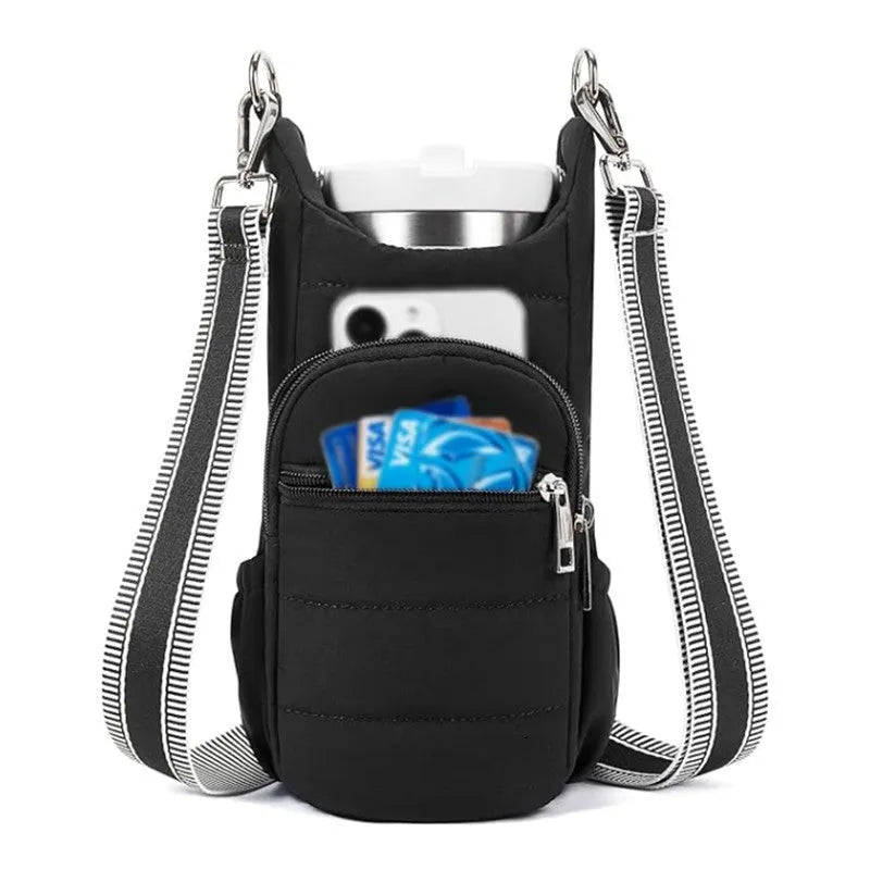 Water bottle kettle bag for bicycle mounting in black pink beige colours