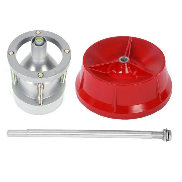 Portable hub balancer with aluminium head and bull's eye level on enamel finished base