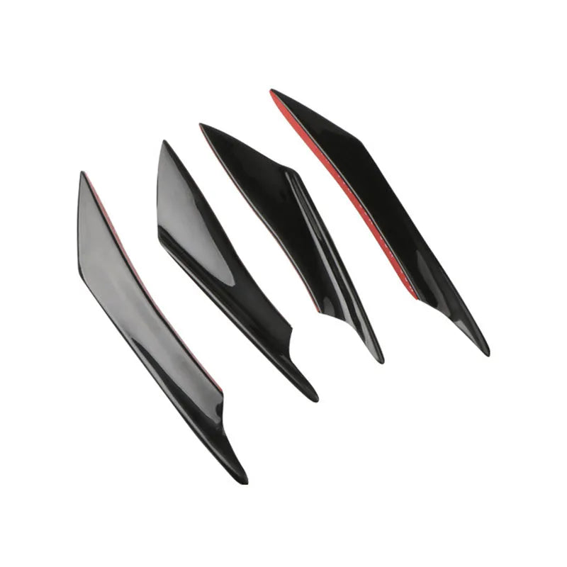 ABS automotive bumper blade air knife spoiler in carbon fibre finish - four-piece set