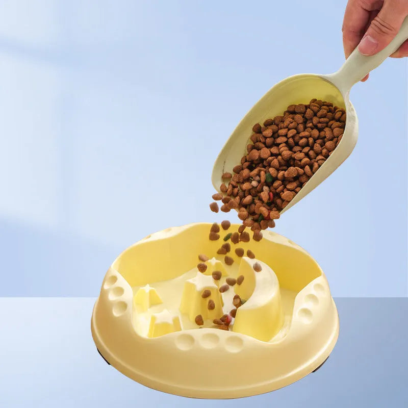 Moon star wings design pet slow food bowl with anti-slip base in multiple colours