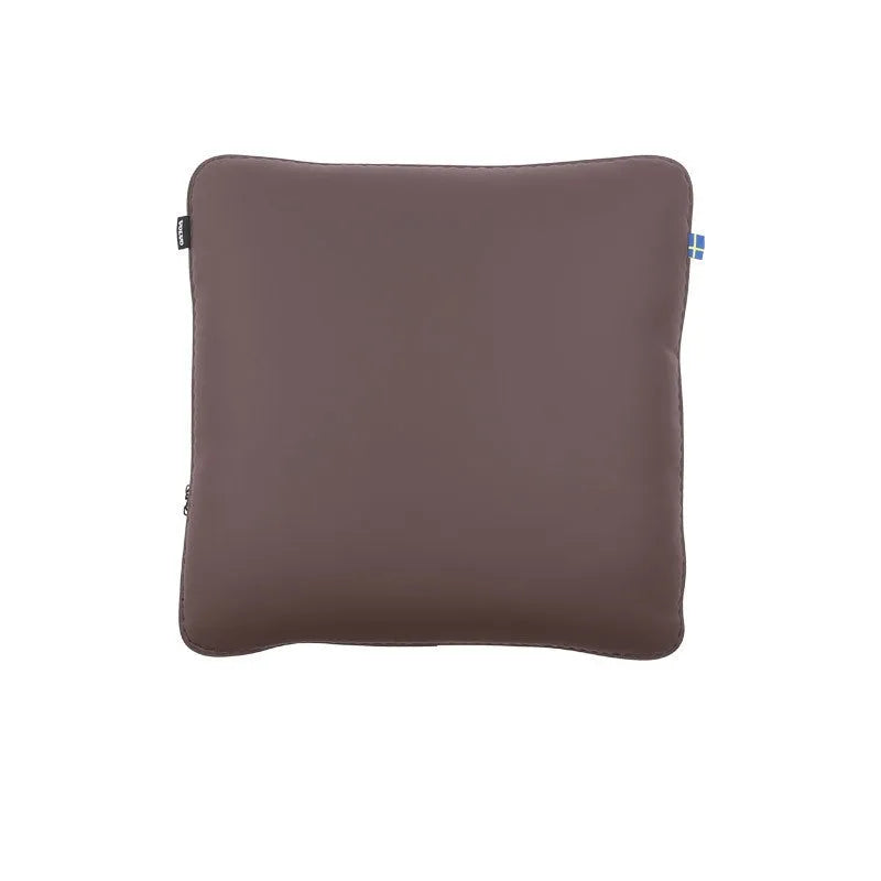 Minimalist brown car headrest neck pillow with integrated lumbar support cushion for Volvo vehicles