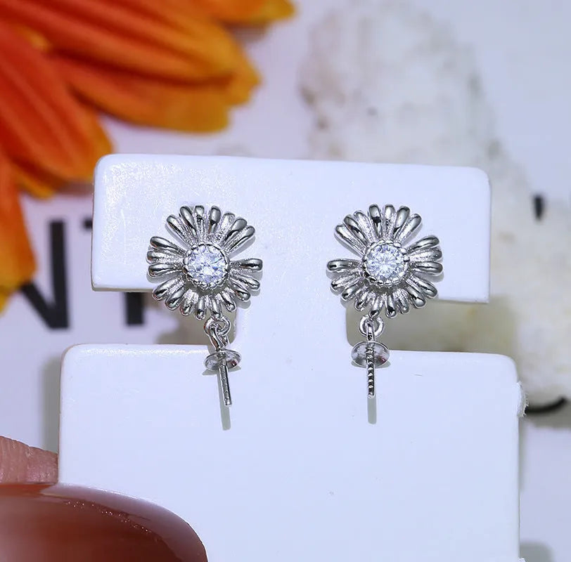 S925 sterling silver baroque flower earring frames for DIY jewellery making in gold and silver finishes