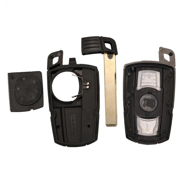 BMW HU92 semi-intelligent 3-button remote car key fob in metal copper and plastic