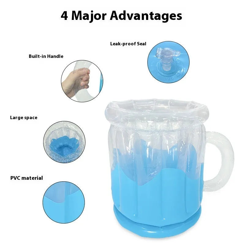 Yellow inflatable PVC ice bucket for beer steins at outdoor parties and events