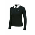 Women's white polyester long sleeve golf top with slim sports cut for outdoor activities