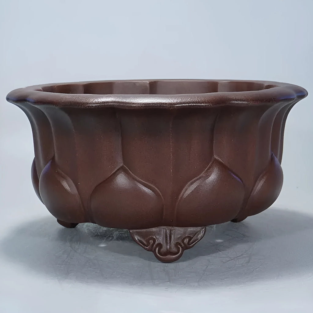 Purple sand ceramic succulent flowerpot with Chinese classical styling measuring 37x37x20cm
