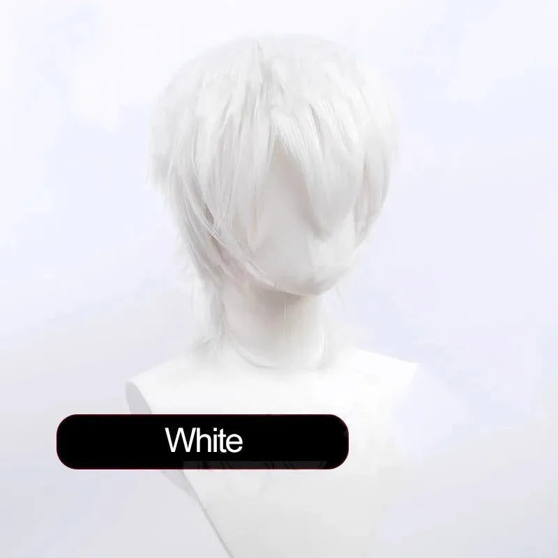Short cosplay wig in synthetic fibre with anti-curling treatment for character costumes
