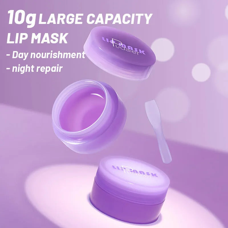 Exfoliating lip balm mask with scraper tool for lip lines, 10ml moisturising formula