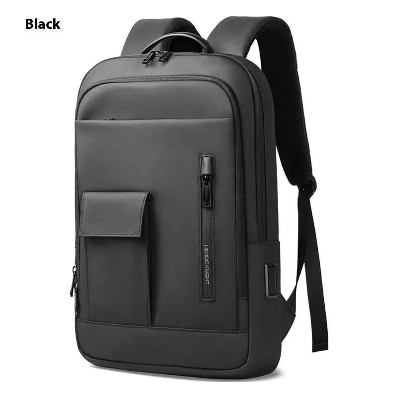 Lightweight oxford cloth men's backpack with sewing line detail in dark gray colour