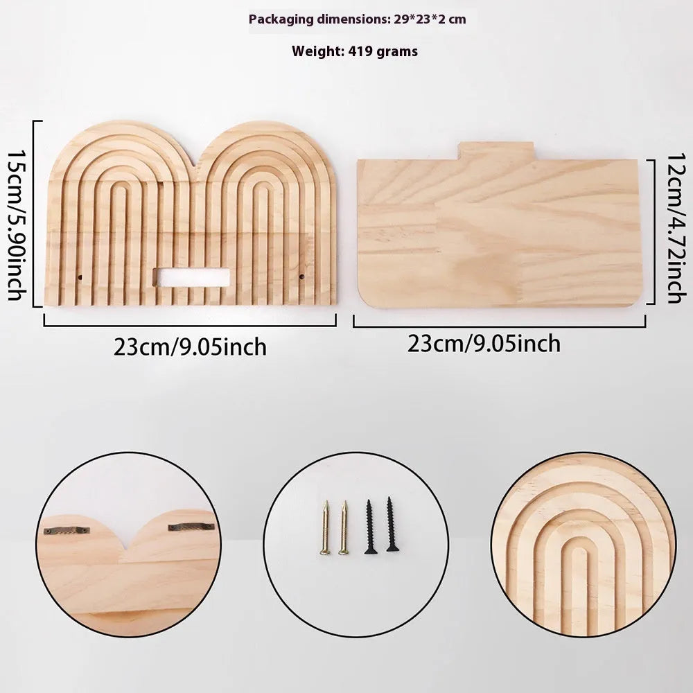 Solid wood wall storage rack with multiple layers for flower pot display organisation