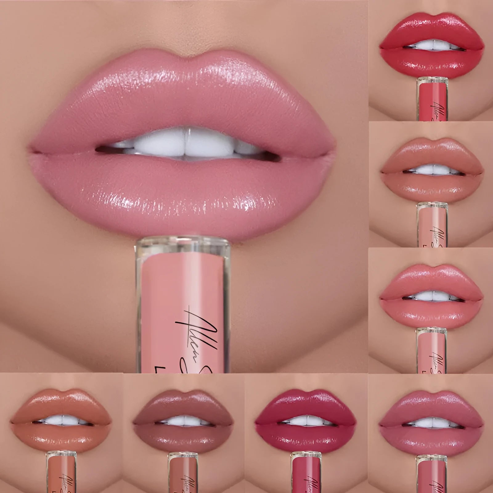 Silky cream texture mineral lip gloss available in 13 colour options with three-year shelf life