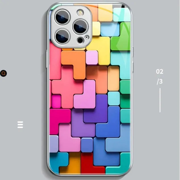 Silicone phone back cover case with cartoon geometry design for iPhone models