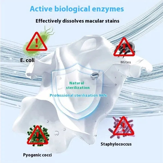 Biological enzyme bubble powder laundry detergent bottle for stain removal on down jackets and wool