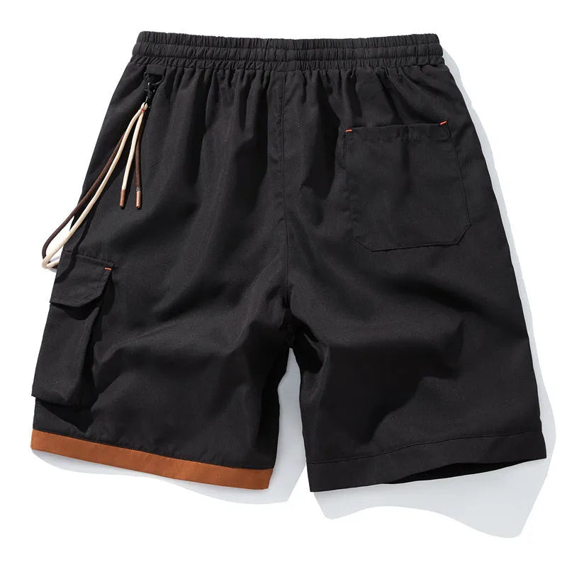 Men's plus size bamboo fibre sports shorts in straight leg cropped design showing high waist