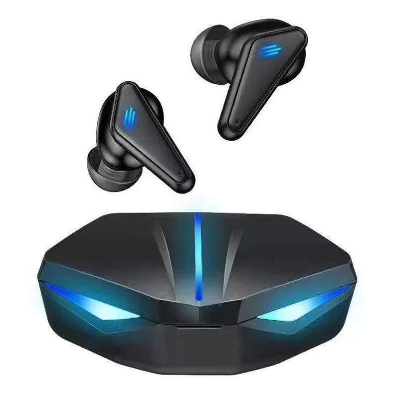 X15 wireless Bluetooth in-ear gaming headphones with charging case, shown in available colours.
