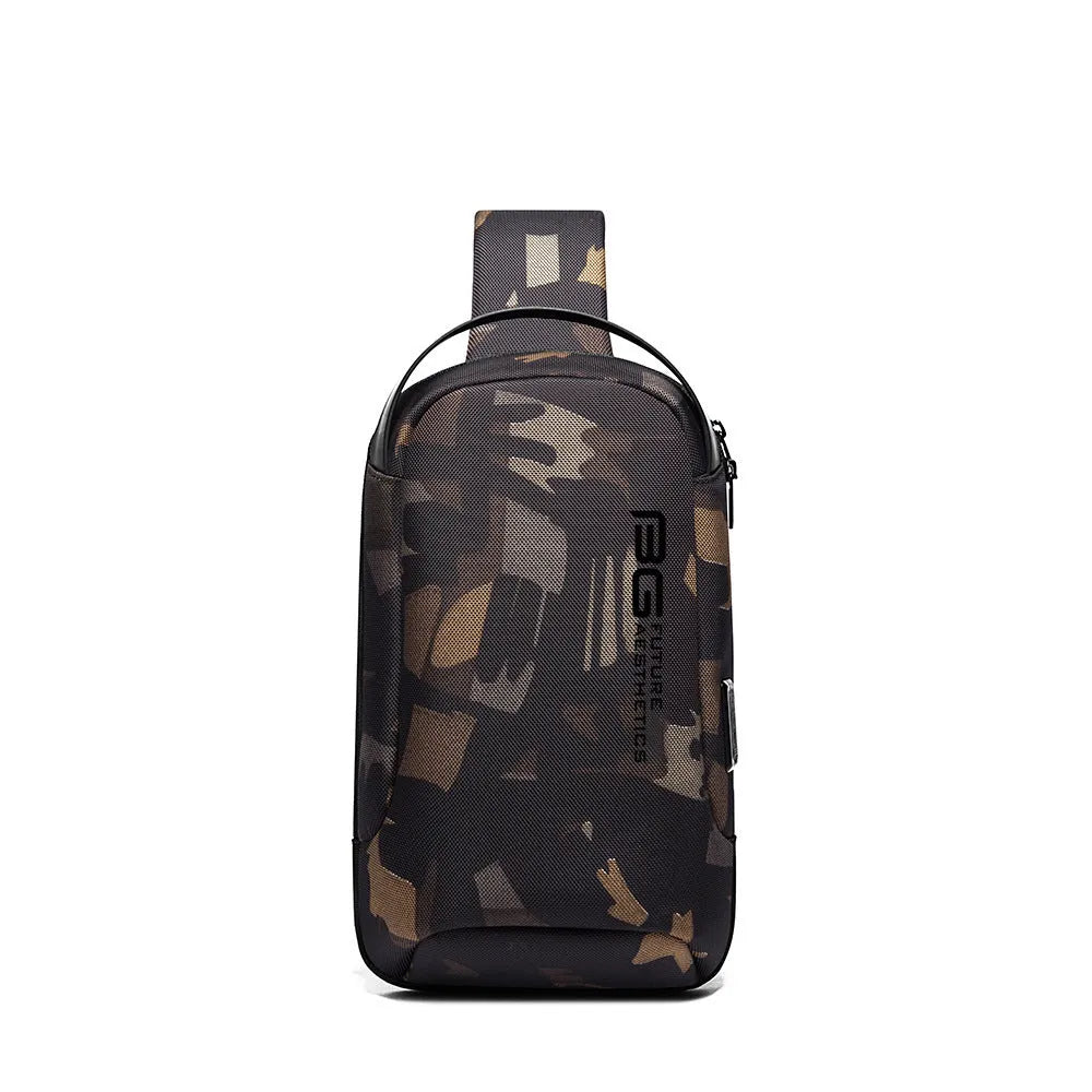 Men's black Oxford cloth shoulder bag with USB charging port for business travel