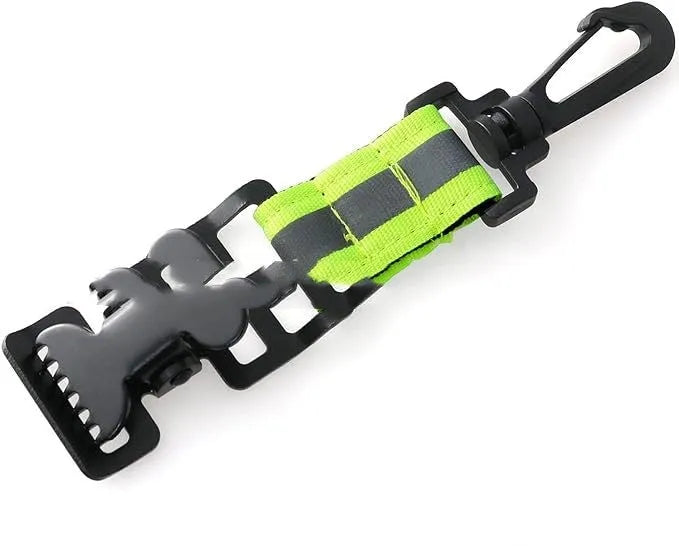 Fluorescent green metal safety glove clip with reflective nylon lining