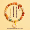 Handmade Chinese style agate and strawberry quartz safety buckle bracelet with 6mm beads