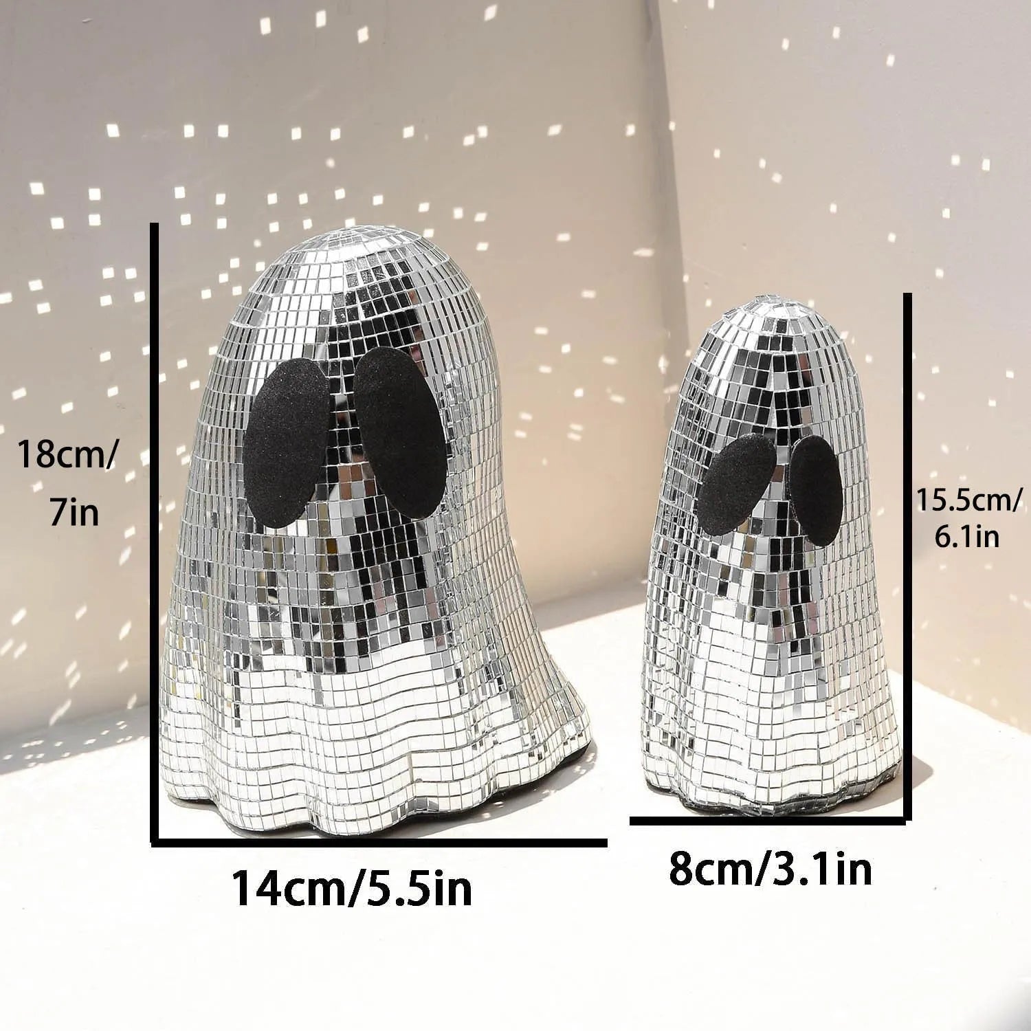 Silver mosaic mirror Halloween ghost decoration with inlaid glass surface
