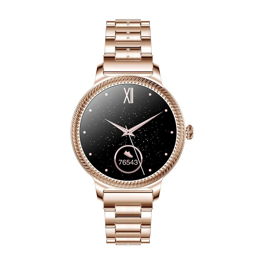 AK38 smart watch for women with stainless steel strap and 1.09-inch colour screen