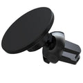 Black aluminium alloy magnetic car phone holder mounted on vehicle air vent