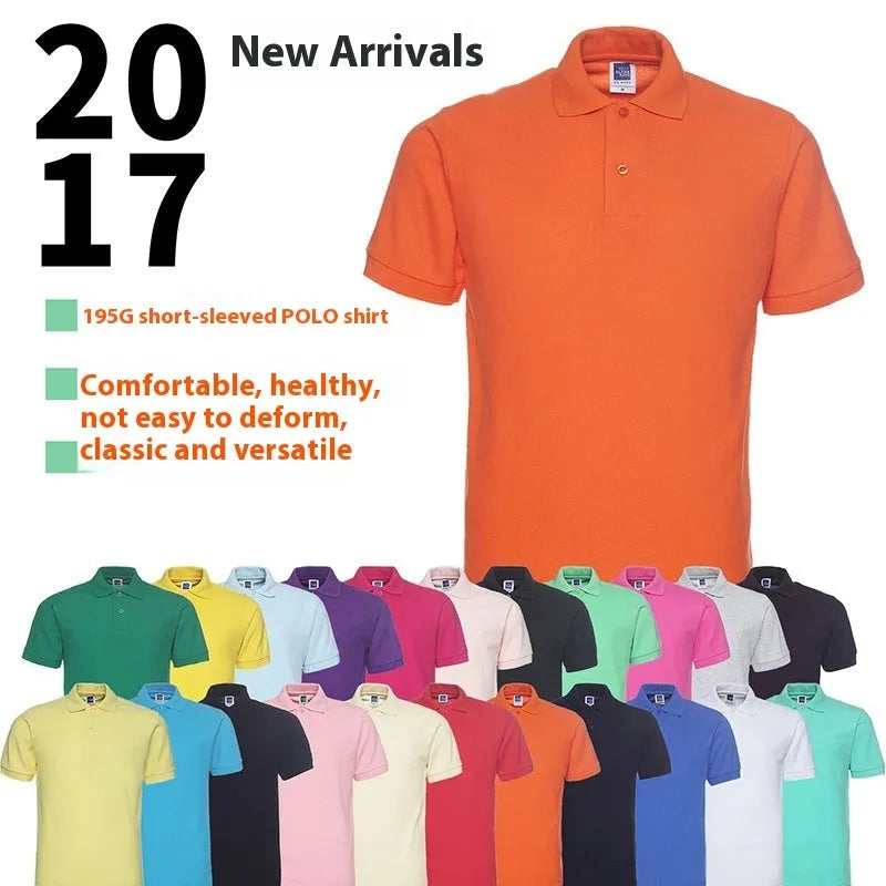 Man's solid colour short sleeve cotton blend polo shirt in loose plus size fit
