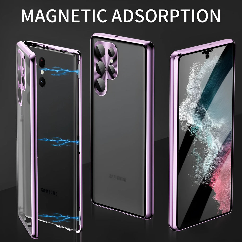 Universal magnetic mirror phone case with peep-proof design for Samsung smartphones in multiple colours
