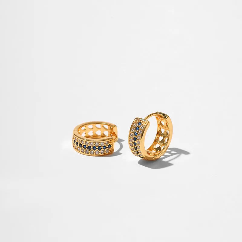 Women's round geometric copper earrings with 18K gold electroplating in KE1268 colour