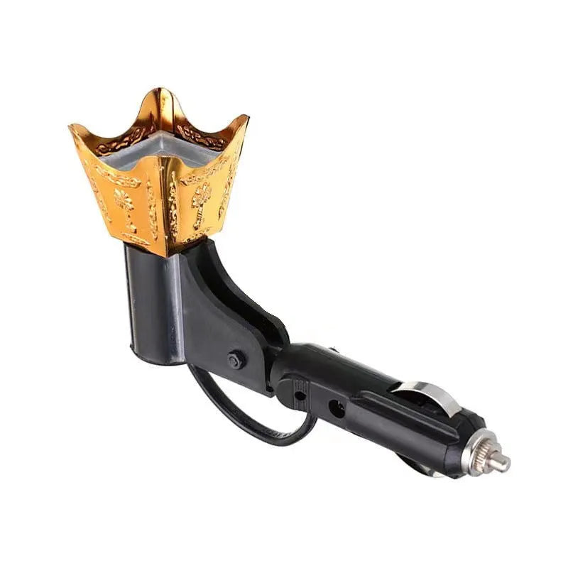 Iron electroplated classical style plug-in incense burner in gold finish with sandalwood cone on top