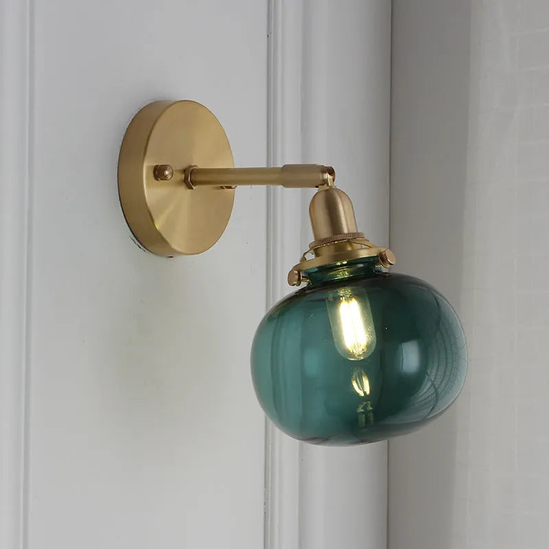 Pumpkin-shaped glass wall lamp with decorative design for living room or bedroom