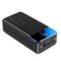 Large black 50000mAh power bank with three USB output ports showing dimensions 169x83x52mm