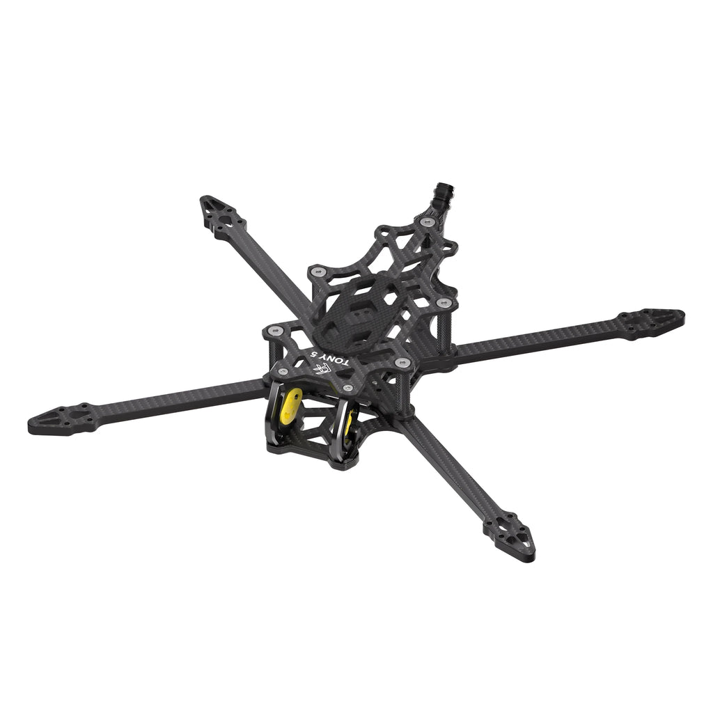 FlyFishnRC Tony 5 Sub250 carbon brazing FPV freestyle frame in black, 4mm arms, 215mm wheelbase