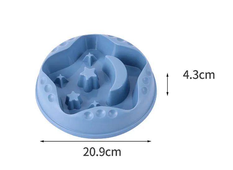 Moon star wings design pet slow food bowl with anti-slip base in multiple colours